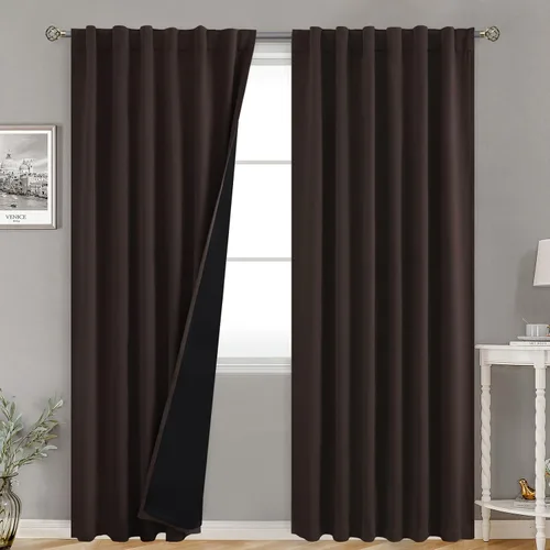 Miniatura 151 de BGment Cortinas 100% opacas beige de 63 pulgadas de largo con forro aislante térmico, bolsillo para varilla y lengüeta trasera de doble capa