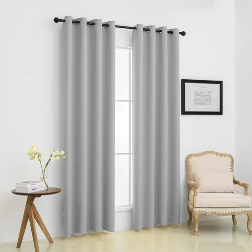 Miniatura 2 de Pickluc, cortinas opacas con ojales de 96 pulgadas de largo, 2 paneles, cortinas aisladas térmicamente para sala de estar, reducción de ruido, Gris