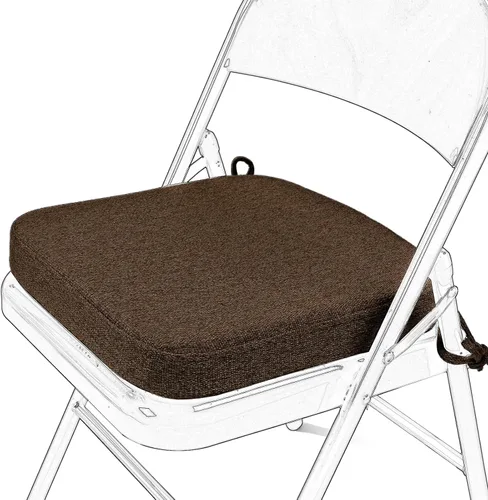 SINOSSO Cojín de espuma viscoelástica para silla plegable, 1 unidad, almohadilla cuadrada gruesa de 2 pulgadas para silla de cocina con lazos, cojín