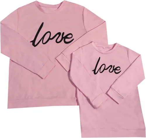 Miniatura 2 de YTBABY Mommy and Me Shirt Love Print Long Sleeve Round Neck Sweatshirt Tops Family Matching Clothes Outfits