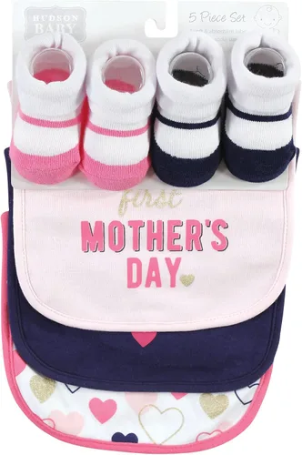 Miniatura 71 de Hudson Baby Conjunto de babero y calcetines unisex de algodón para bebé