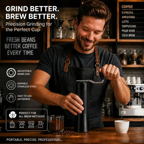 Miniatura 8 de Molinillo de café eléctrico y manual 2 en 1 con rebabas de acero inoxidable de 1.575 pulgadas, molino de fresas totalmente metálico recargable por