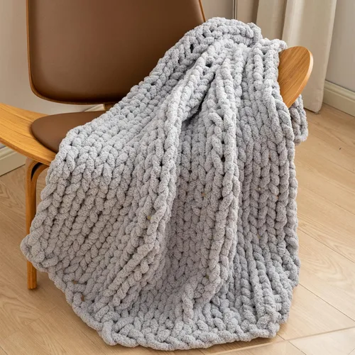 Miniatura 9 de WESHIONGOO Manta de Punto Grueso Throw 40"*40" (101.6cm*101.6cm) Mantas de Punto para Sofá Cama Manta Suave Esponjosa con Hilo Chenille Jumbo Grueso