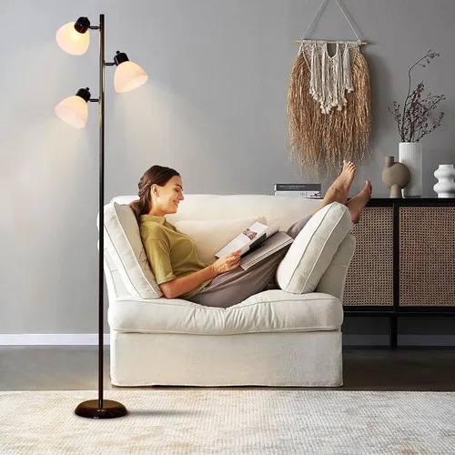 Miniatura 7 de Lámpara de pie moderna estilo árbol para sala de estar y dormitorio, lámpara de pie alta con 3 cabezales ajustables y giratorios para oficina