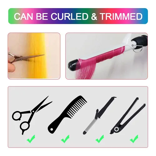 Miniatura 7 de 26 extensiones de cabello con clip de colores para niñas, extensiones de cabello arcoíris multicolor con reflejos instantáneos, piezas de cabello