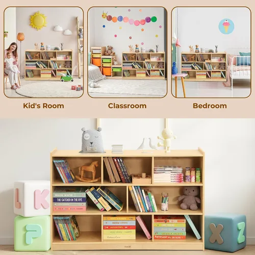 Miniatura 6 de Bateso Organizador de almacenamiento de juguetes para habitación de niños, estantería de madera para niños, para aula, organizador de almacenamiento
