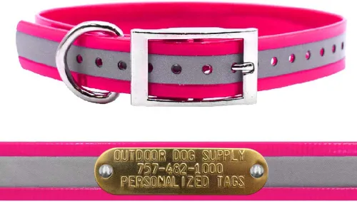 Miniatura 19 de Outdoor Dog Supply Collar de perro con anillo en D impermeable reflectante resistente de 1 pulgada para perros medianos y grandes con placa