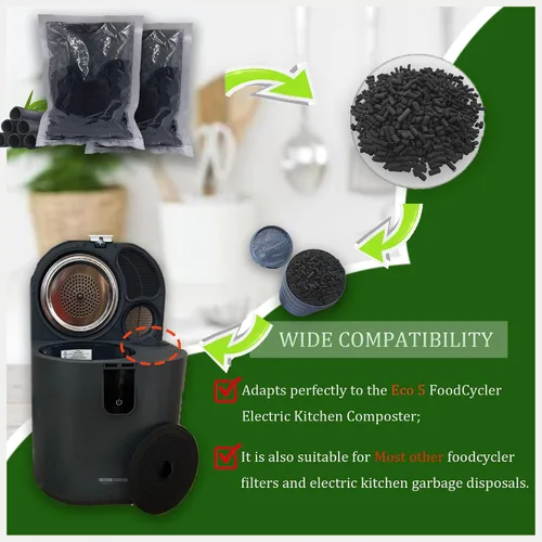 Miniatura 2 de PurifyLogix Recambio de filtro de carbón activado de 1.6 libras para compostadores de residuos de cocina FoodCycler, carbón de repuesto absorbente