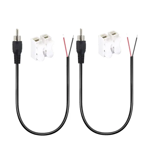 Paquete de 2 cables RCA a cable desnudo, cable de altavoz de 1.0 ft/1 pie a audio macho conector RCA adaptador enchufe para repuesto RCA cable
