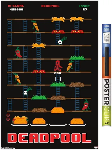 Trends International Marvel Comics-Deadpool-Game Wall, 22.375 x 34 pulgadas, paquete de póster y clip