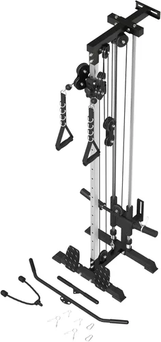 ER Kang Soporte de Pared para Estación de Cable, Torre de Polea de 18 Pulgadas, Sistema de Polea Doble, Máquina de Cable Alto y Bajo, Torre de Jalón