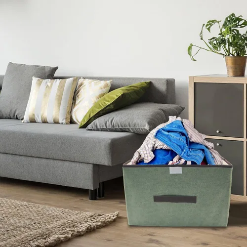 Miniatura 3 de LELE LIFE Caja de almacenamiento plegable con tapa y asa a prueba de polvo, contenedor de almacenamiento plegable organizador de almacenamiento