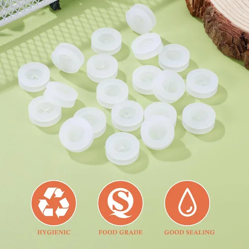 Miniatura 5 de UPKOCH Tapa para tarro Mason con agujero para pajilla, tapón de fijación de popote de silicona y tapa de flores de cruz de madera para protección