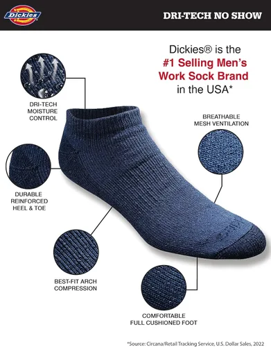 Miniatura 2 de Dickies Men's Dri-tech Moisture Control No Show Socks (6 & 12 Pairs)