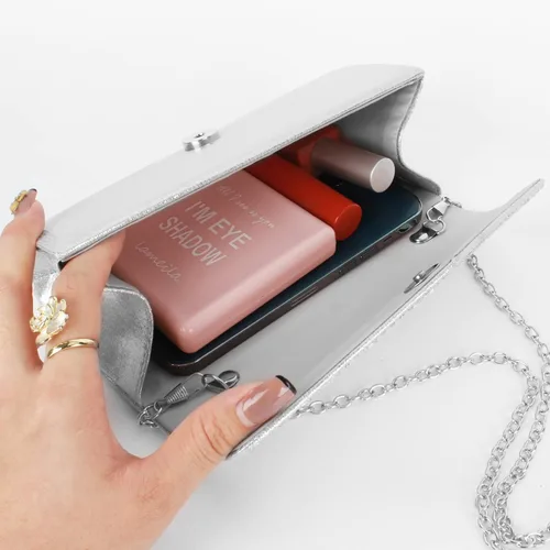 Miniatura 5 de Bolsos de noche de satén para mujer, monederos de diamantes de imitación, bolso formal con cadena de hombro