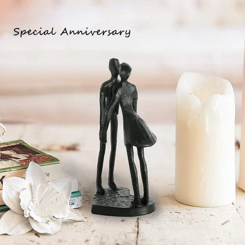 Miniatura 4 de DreamsEden Escultura de hierro de 6 pulgadas, estatua de pareja de besos para aniversario, figura de hierro fundido hecha a mano, decoración