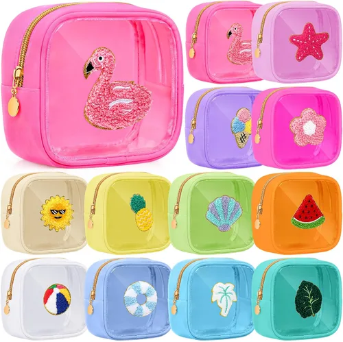 Miniatura 8 de Sumind Bolsa de maquillaje de parches de preppy a granel, bonita bolsa de regalo, bolsa de nailon para viajes, artículos de aseo cosméticos