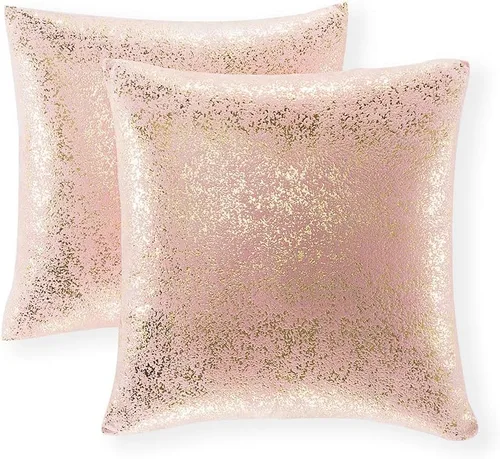 Miniatura 68 de Xinrjojo Juego de 2 almohadas brillantes en negro y dorado, almohadas suaves y brillantes decorativas, juego de fundas de almohada cuadradas negras