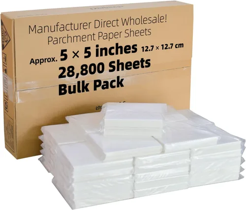Miniatura 26 de Cuadrados de papel pergamino pequeños comerciales de 4 x 4 pulgadas (43,200 hojas), sin blanquear, antiadherentes, precortados, para envoltorios