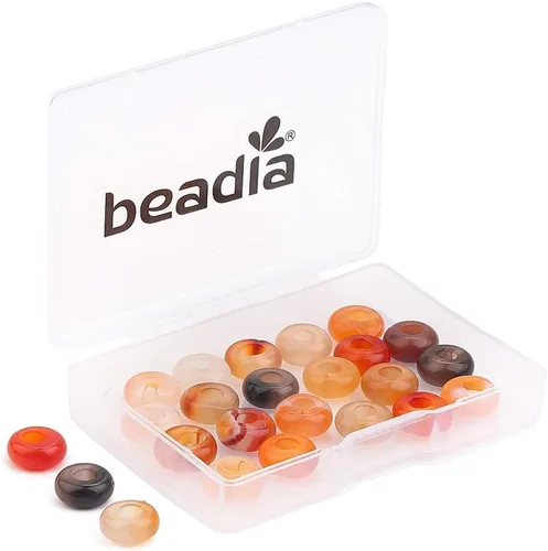 Miniatura 21 de BEADIA Cuentas de jade amarillo natural rondelle con orificio grande (5.5mm) cuentas sueltas semipreciosas para hacer joyas 0.55x0.295 pulgadas 12