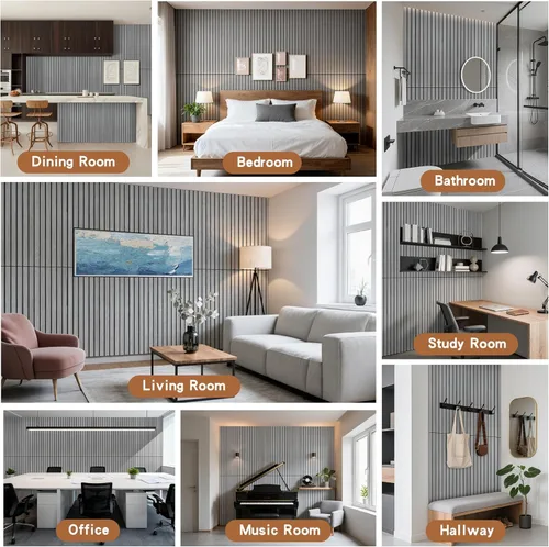 Miniatura 7 de Paneles de sonido de chapa de madera, paquete de 10 paneles de pared de 47.2 x 23.6 pulgadas, paneles acústicos decorativos para paredes