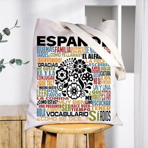 Miniatura 5 de Bolsa de lona en español Regalo para profesor de español, regalo en español, bolsa de hombro para mamá española
