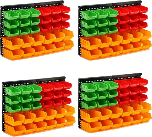 Miniatura 9 de Kit de 30 contenedores de almacenamiento montados en la pared, estante organizador de herramientas, contenedores de almacenamiento de piezas de 3
