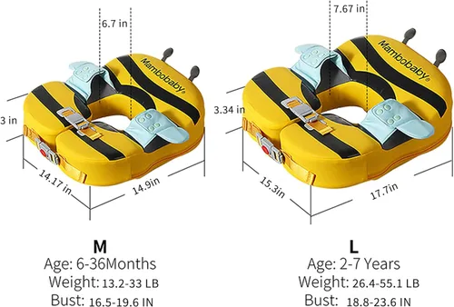 Miniatura 2 de Mambo - Flotador de piscina para bebé no inflable con asiento seguro para niños de 3 a 24 meses Flotador M con dosel