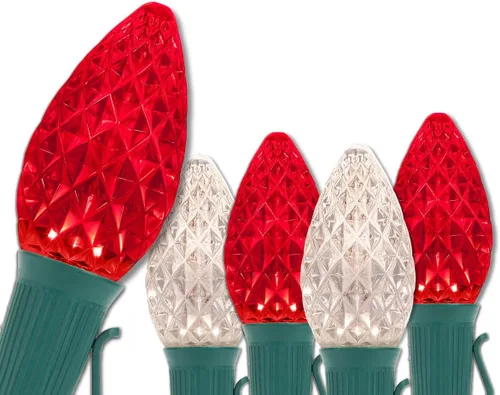 Miniatura 11 de Wintergreen Lighting C7 OptiCore - Luces de Navidad comerciales – Bombillas LED resistentes en cable verde (100 luces, 100 pies, verde/blanco frío)