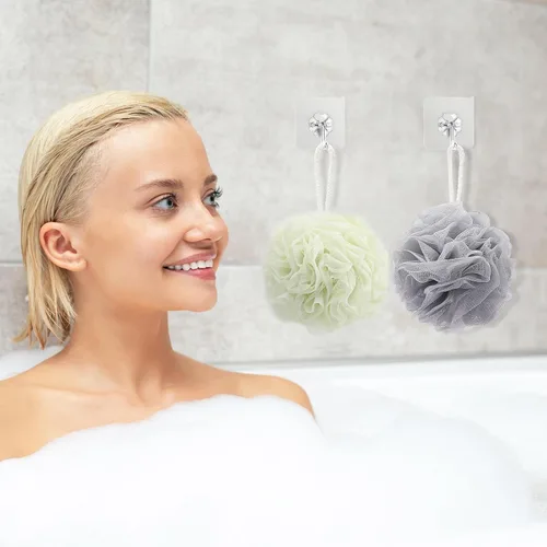 Miniatura 5 de Esponja de baño de 8 puf de malla pequeña, esponja de ducha exfoliante para cuerpo de lufa de malla