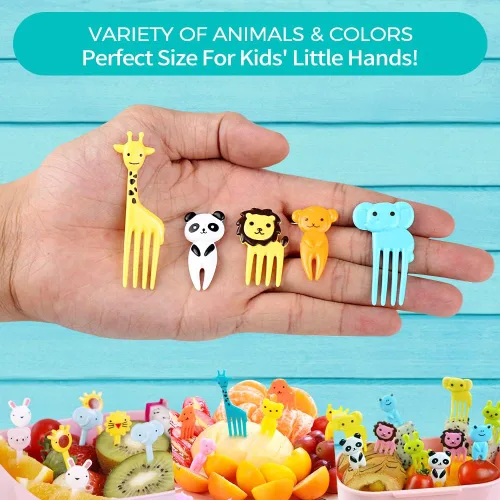 Miniatura 5 de 156 piezas de púas de comida para animales para niños, accesorios para caja bento, FATLODA divertidas púas de comida para niños, lindos palillos