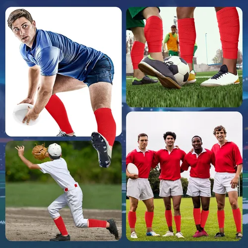 Miniatura 5 de 4 Pairs Leg Sleeves to Accompany Grip Socks Calf Compression for Soccer, Football, Basketball, Match Your Team Kit