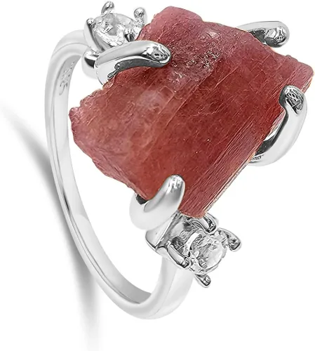 Miniatura 6 de Anillo de cristal crudo real con piedra natal, plata de ley, oro blanco, regalo de joyería para ella, regalo de Navidad, Día de la Madre