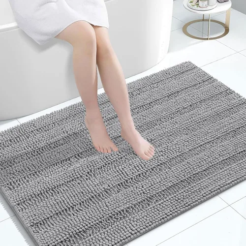 Miniatura 137 de Grandaily Alfombras de baño de felpilla a rayas de 24 x 16 pulgadas, extra gruesas y suaves, absorbentes, parte trasera de goma, alfombra de ducha