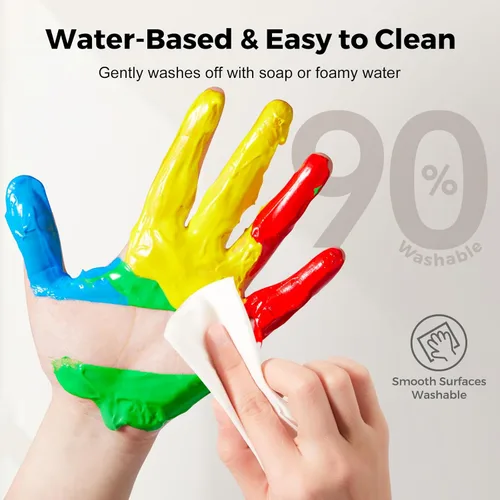 Miniatura 5 de Jar Melo Pinturas de dedos lavables para niños pequeños, 7 colores de gran capacidad (2.1 onzas líquidas), pintura de bebé no tóxica para manos