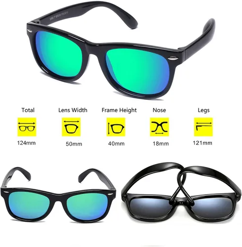 Miniatura 5 de Lentes de sol para niños y niñas, lentes de sol irrompibles para niños pequeños, protección UV, lentes de sol polarizados para niños de 3 a 10 años