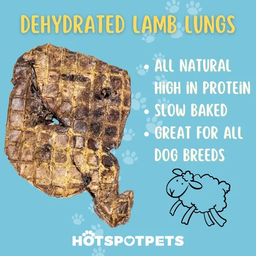 Miniatura 2 de Hotspot Pets Golosinas para perros de pulmón de cordero deshidratadas de un solo ingrediente, bolsa grande de 1 libra, totalmente natural, fabricada