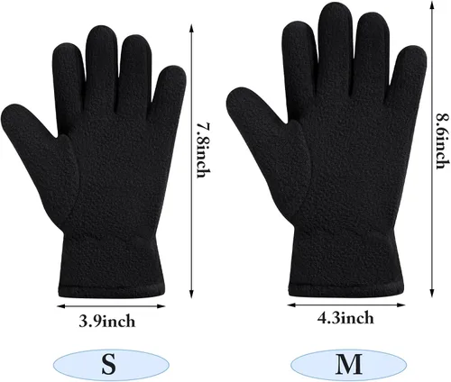 Miniatura 2 de SATINIOR 3 pares de guantes de invierno de forro polar para niños, guantes cálidos de dedos completos para niños, niñas, niños, suministros