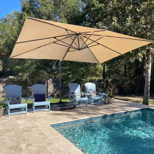 Miniatura 111 de PURPLE LEAF Sombrilla de Patio de 8 Pies para Exteriores Sombrilla Cantilever Cuadrada de Aluminio Sombrilla Offset con Rotación de 360 Grados