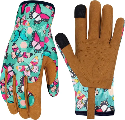 Miniatura 25 de Guantes de Jardinería de Cuero MERTURN para Mujeres, Guantes de Jardín a Prueba de Espinas, Guantes de Trabajo Compatibles con Pantalla Táctil, Azul