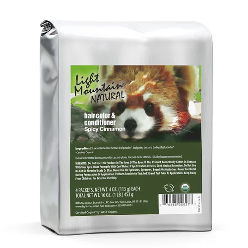 Light Mountain Tinte y acondicionador para el cabello de henna, tinte picante para el cabello canela para hombres y mujeres, polvo orgánico de hoja