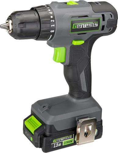 Miniatura 12 de Genesis 20V 1/2" Taladro inalámbrico con batería y cargador, portabrocas metálico con trinquete, 450 pulgadas-libras, batería y cargador de 2.0Ah