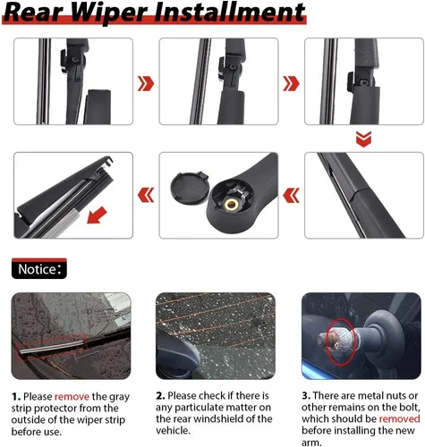 Miniatura 7 de OTUAYAUTO Juego de limpiaparabrisas trasero, compatible con Dodge Durango 2004-2009, Chrysler Aspen 2007-2009