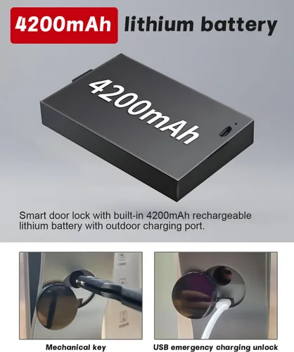 Miniatura 8 de cerradura de puerta de reconocimiento facial 3D con cuerpo de cerradura, cerradura inteligente con video con cámara y timbre, cerradura de entrada