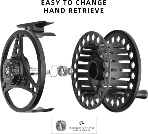 Miniatura 4 de SF SF-001 Carrete de pesca con mosca de arbor grande con cuerpo de aleación de aluminio 3/4wt 5/6wt 7/8wt Carrete de pesca con mosca precargado MB