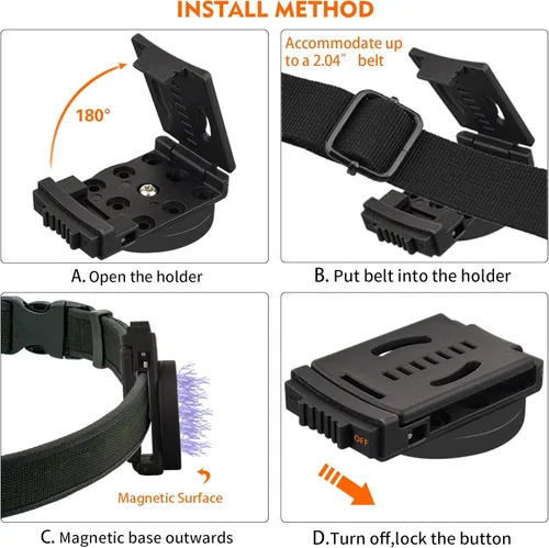 Miniatura 9 de MUTUACTOR Clip de cinturón para herramientas, soporte magnético resistente para cinturón, accesorios de cinturón de herramientas con clips