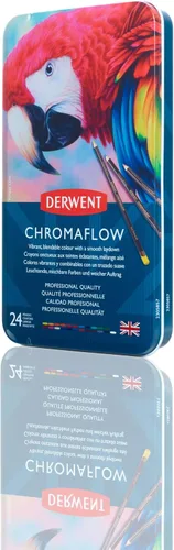 Derwent Chromaflow 2305857 - Lápices de colores, juego de 24 unidades, ideales para regalos de vacaciones, núcleo de 0.157 in de ancho, multicolor,