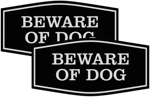 Miniatura 27 de All Quality Fancy Beware of Dog Letrero Material duradero Señales de seguridad para el hogar Fácil de instalar (negro/oro), mediano, 1 paquete