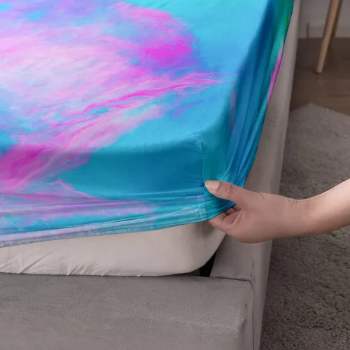 Miniatura 2 de AILONEN Sábana Bajera Ajustable con Tie Dye Tamaño Twin, Sábanas de Cama Coloridas de Estilo Hip-hop Superior para Niñas Adolescentes Niños, Juego