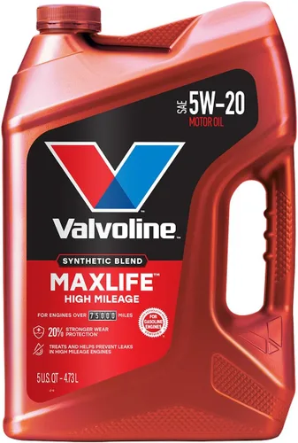 Valvoline - Aceite de motor de mezcla sintética SAE 5W-20 de alto kilometraje, con tecnología MaxLife, 5 cuartos de galón